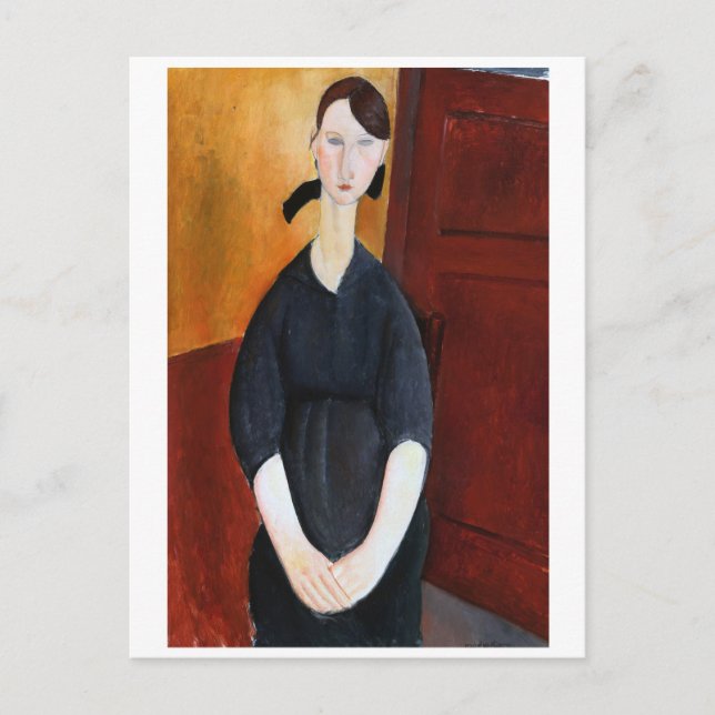 Postal Retrato de Paulette Jourdain, Modigliani (Anverso)