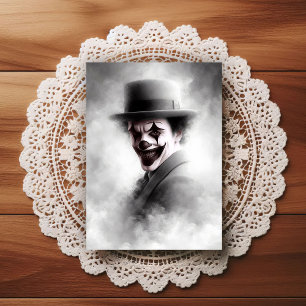 Postal Retrato de payaso retro con sombrero
