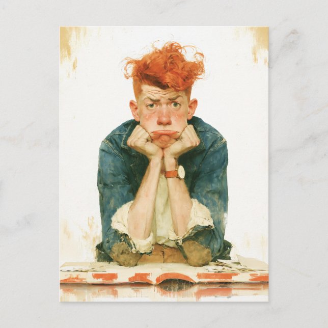 Postal Retrato de pelirroja melancólica (Anverso)