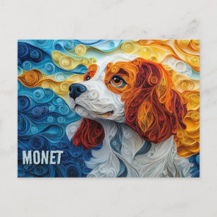 Postal Retrato de perro de arte de quilling de papel del 