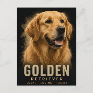 Postal Retrato de perro de familia cariñoso y leal Retrie