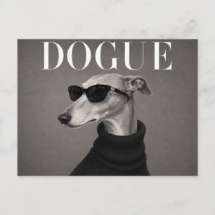 Postal Retrato de perro de lujo Greyhound de moda