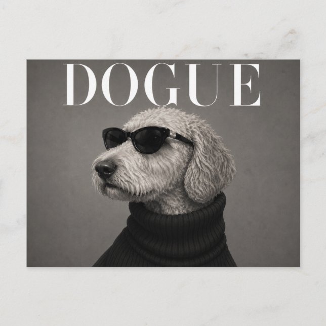 Postal Retrato de perro de moda de lujo Labradoodle (Anverso)