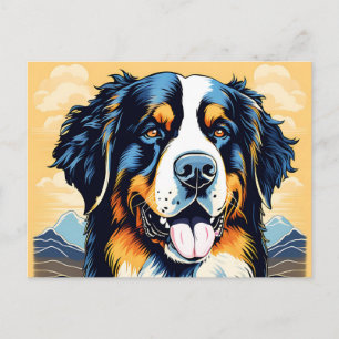Postal Retrato de perro de montaña de Bernese