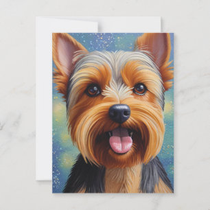 Postal Retrato de perro de Yorkshire Terrier Pointillism