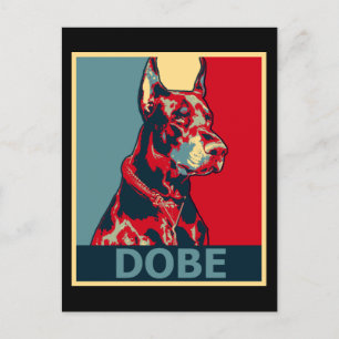 Postal Retrato de perro estético Doberman estilo Dobe Hop