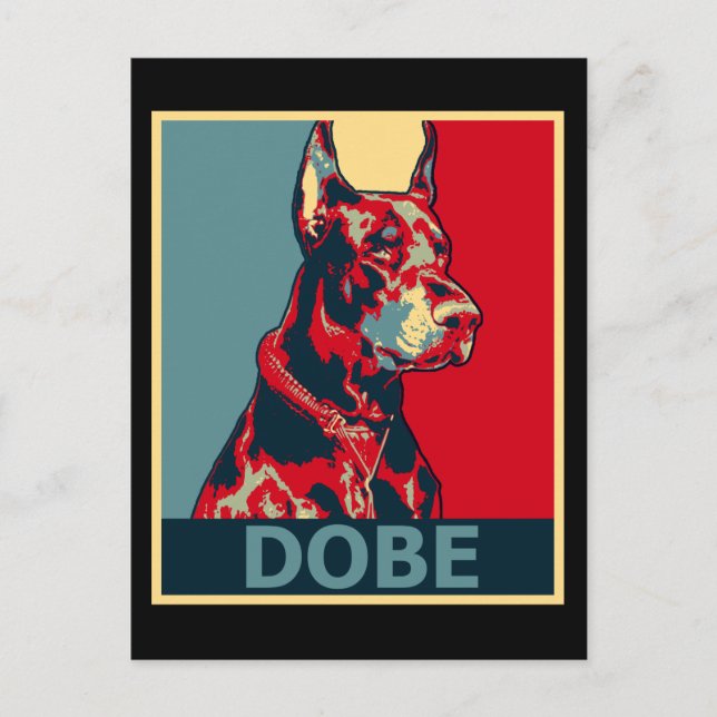 Postal Retrato de perro estético Doberman estilo Dobe Hop (Anverso)