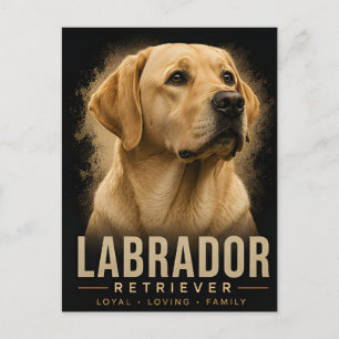 Postal Retrato de perro familiar Labrador Retriever leal