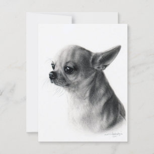 Postal Retrato de perro pintado a mano de Chihuahua