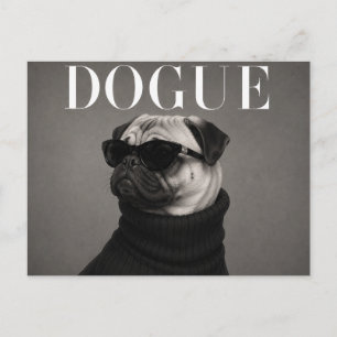 Postal Retrato de Perro Pug de Lujo