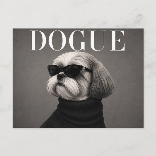 Postal Retrato de perro Shih Tzu de lujo (Anverso)