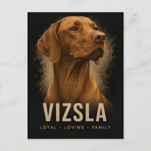 Postal Retrato de perro Vizsla leal y cariñoso de familia