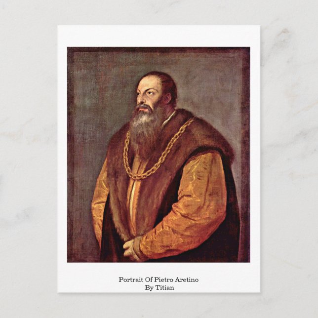 Postal Retrato De Pietro Aretino. Por Titian (Anverso)