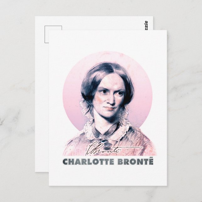 Postal Retrato de pintura Charlotte Bronte Pink Richmond (Anverso / Reverso)