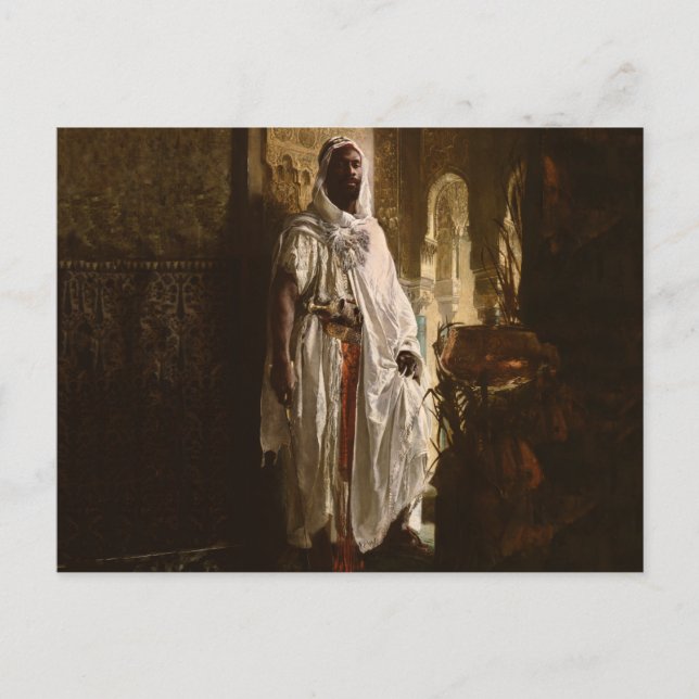 Postal Retrato de pintura de arte árabe jefe africano (Anverso)