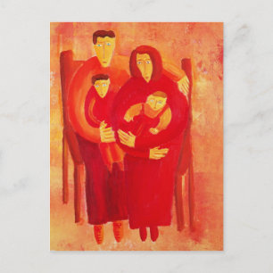 Postal Retrato de pintura de arte contemporáneo de famili
