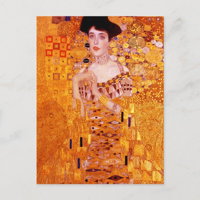 Postal Retrato de pintura de mujer por Gustav Klimt (Anverso)