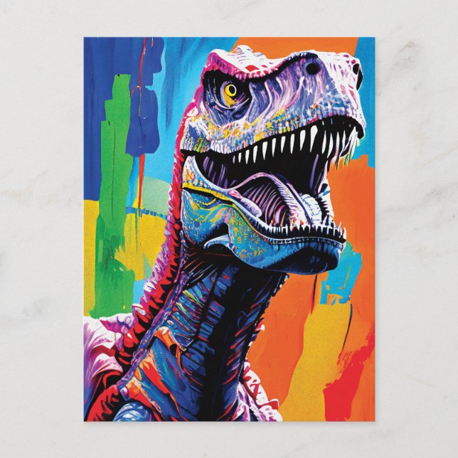 Postal Retrato De Pintura De Un Rex De Tirano | T-Rex (Anverso)