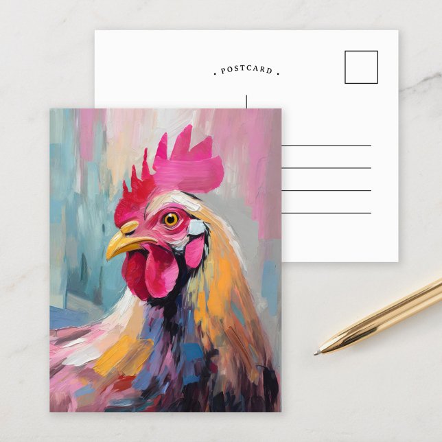 Postal Retrato de pollo Arte abstracto moderno (Subido por el creador)