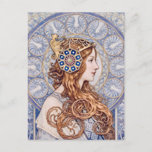 Postal Retrato de Reina Art Nouveau