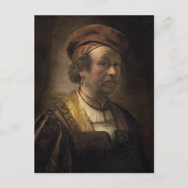 Postal Retrato de Rembrandt, 1650 (aceite sobre lienzo) (Anverso)