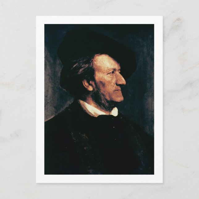Postal Retrato de Richard Wagner (1813-83) (aceite sobre  (Anverso)