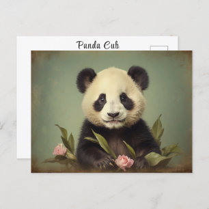 Postal Retrato de Rosa de panda malhumorado vintage