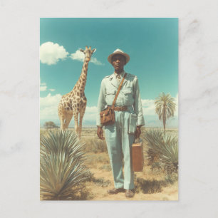 Postal Retrato de safari estilizado jirafa paisaje desért