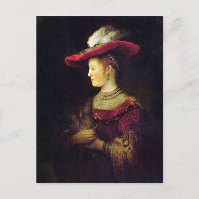 Postal Retrato de Saskia por Rembrandt (Anverso)