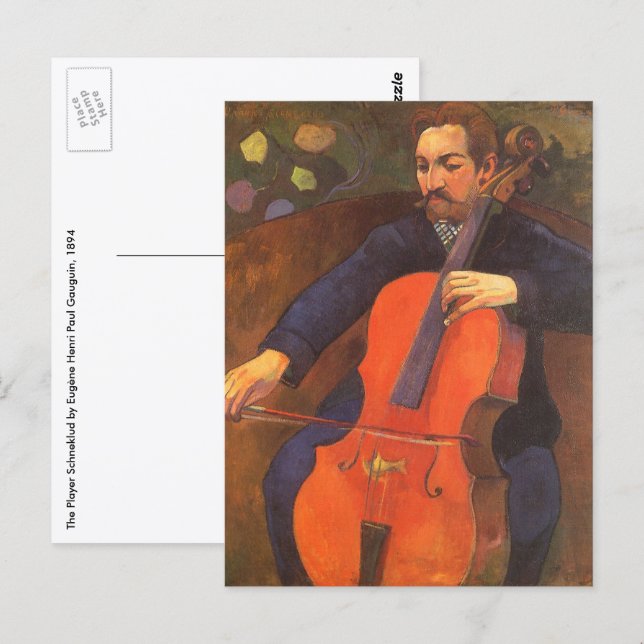 Postal Retrato de Schneklud Player de Paul Gauguin (Anverso / Reverso)