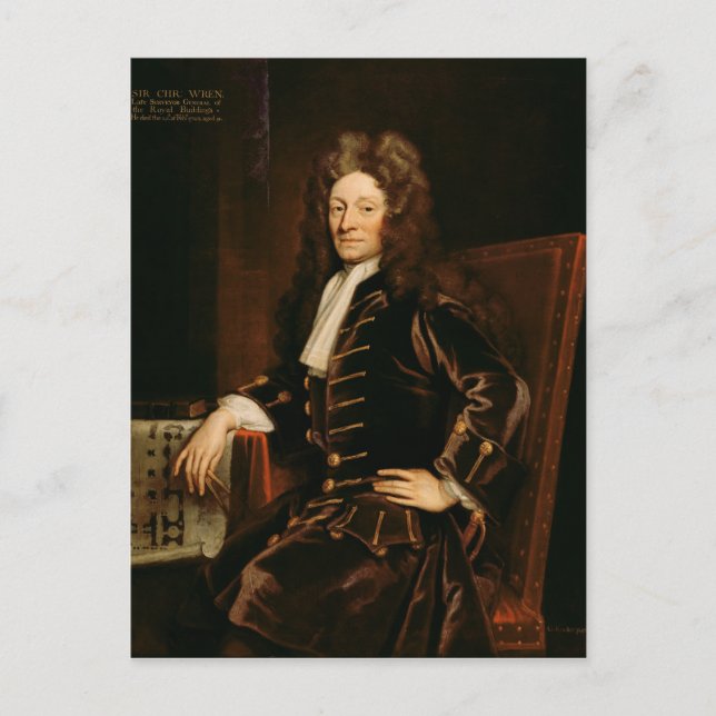 Postal Retrato de Sir Christopher Wren 1711 (Anverso)