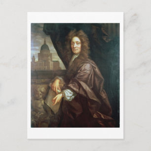 Postal Retrato de Sir Christopher Wren (aceite sobre lien