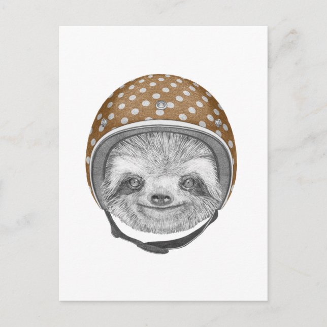 Postal Retrato De Sloth | Casco de motocicleta (Anverso)