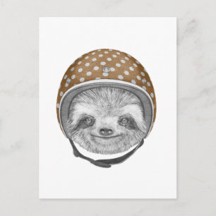 Postal Retrato De Sloth   Casco de motocicleta