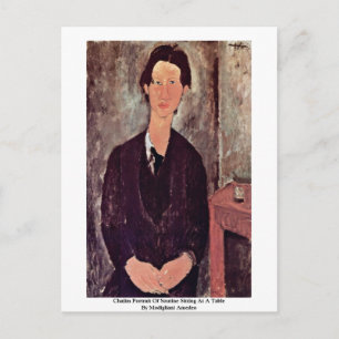 Postal Retrato De Soutine Sentado En Una Mesa
