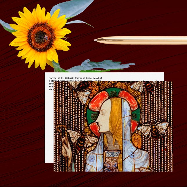 Postal Retrato de Sta. Gobnait, Patrona de las Abejas, (Subido por el creador)
