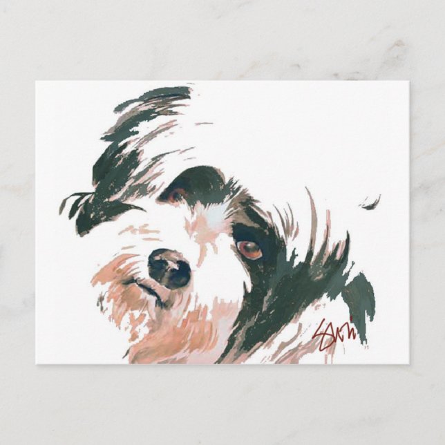 Postal Retrato de Terrier tibetano (Anverso)