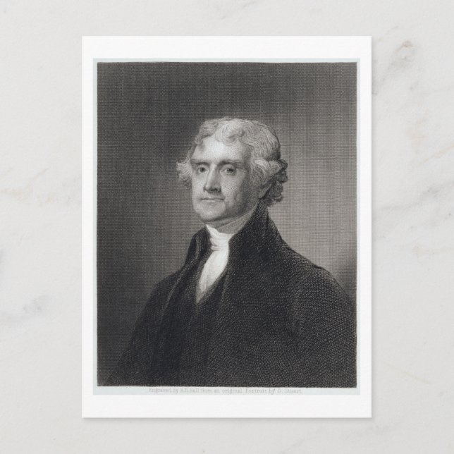 Postal Retrato de Thomas Jefferson, grabado por Henry Br (Anverso)