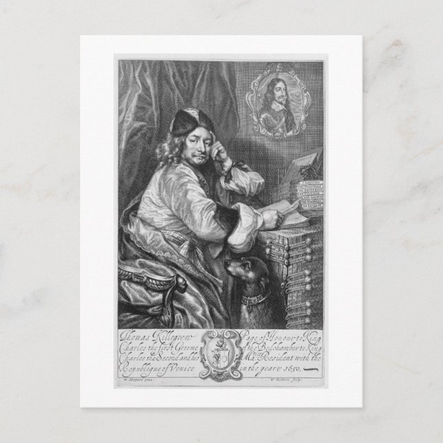 Postal Retrato de Thomas Killigrew (1612-83) Restauración (Anverso)