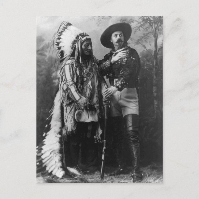 Postal Retrato de Toro Sentado y Buffalo Bill de 1885 (Anverso)