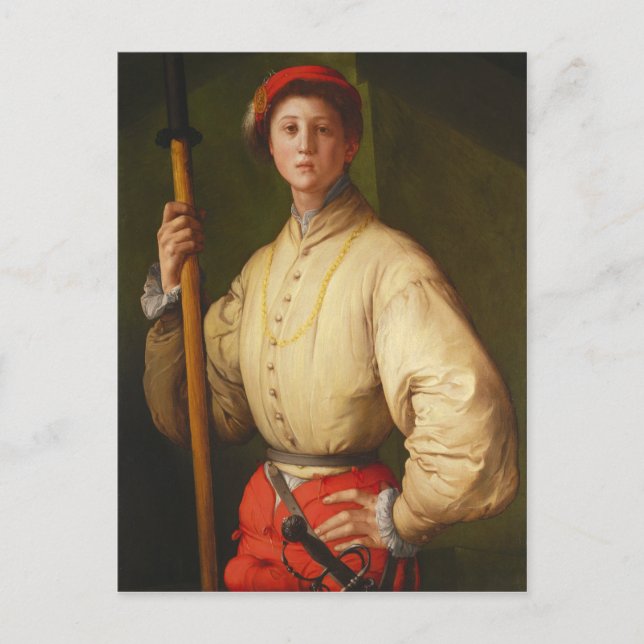 Postal Retrato de un alberdier por Pontormo (Anverso)