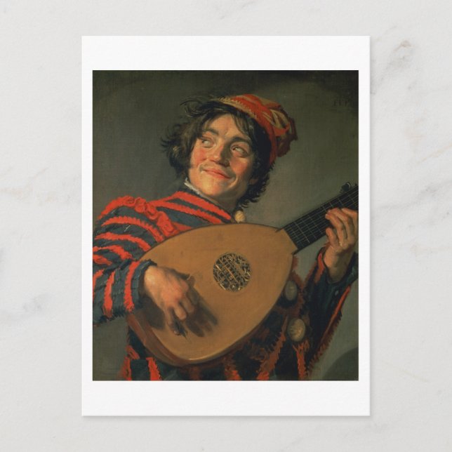 Postal Retrato de un bufón con un lute (aceite sobre lien (Anverso)