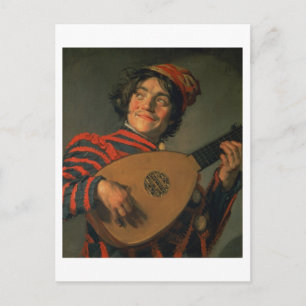 Postal Retrato de un bufón con un lute (aceite sobre lien