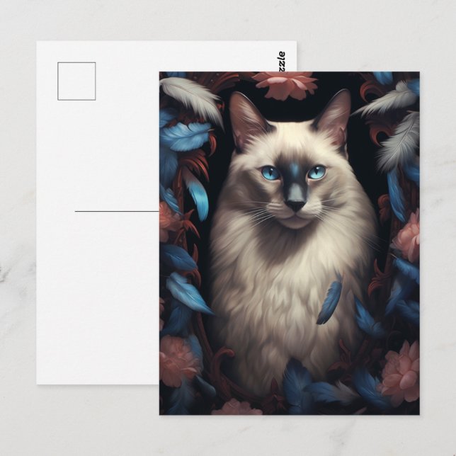Postal Retrato de un gatito siamés magnífico (Anverso / Reverso)
