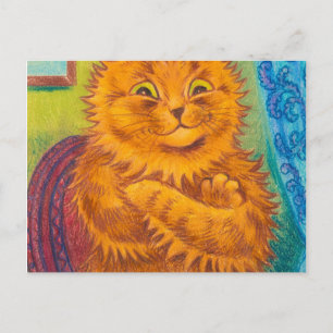 Postal Retrato de un gato Naranja literario de Louis Wain