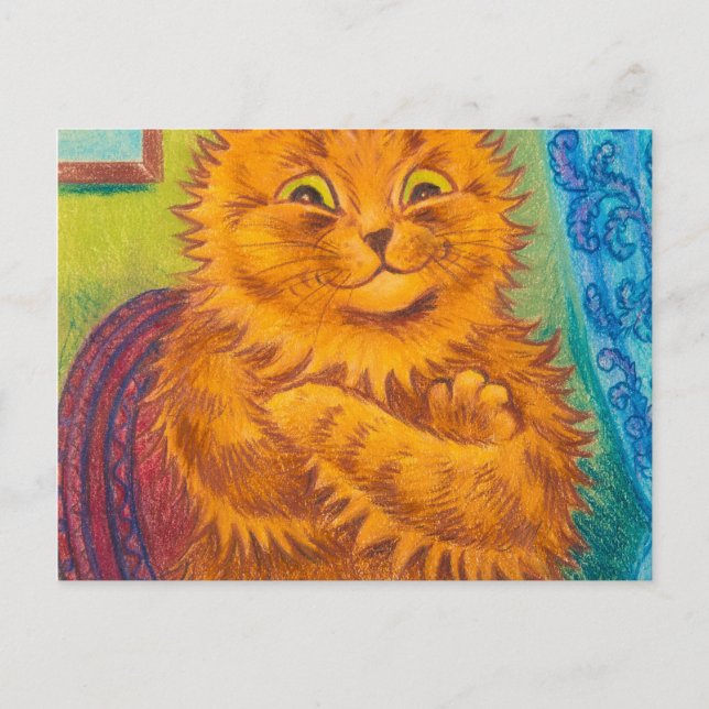 Postal Retrato de un gato Naranja literario de Louis Wain (Anverso)