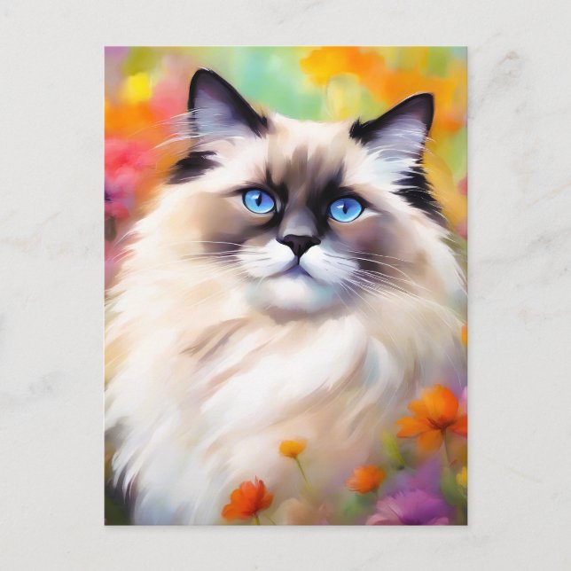 Postal Retrato de un Gato Relax Ragdoll (Anverso)