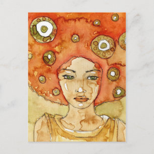 Postal Retrato de un hermoso chica