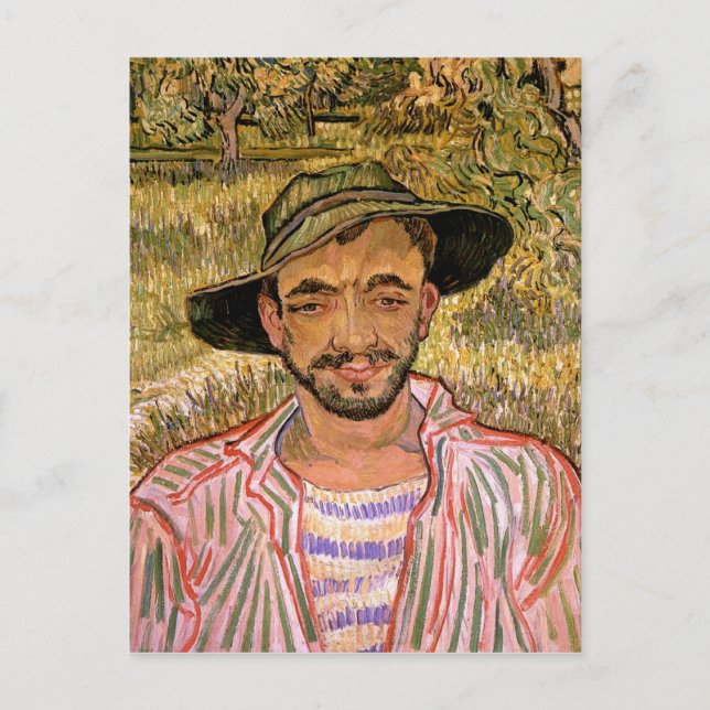 Postal Retrato de un joven campesino, Bella Artes Van Gog (Anverso)