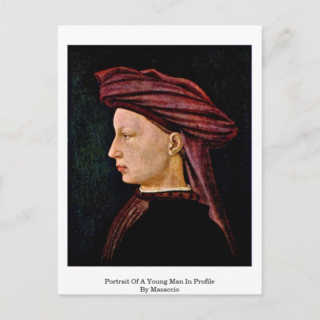 Postal Retrato De Un Joven En Perfil Por Masaccio (Anverso)